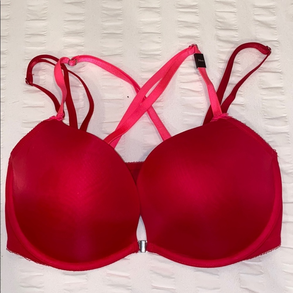 Red & pink Victoria’s Secret strappy push up bra